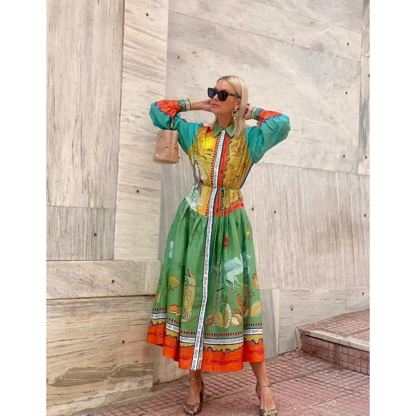 ALEMAIS surrealist summer ramie shirt dress - Dress