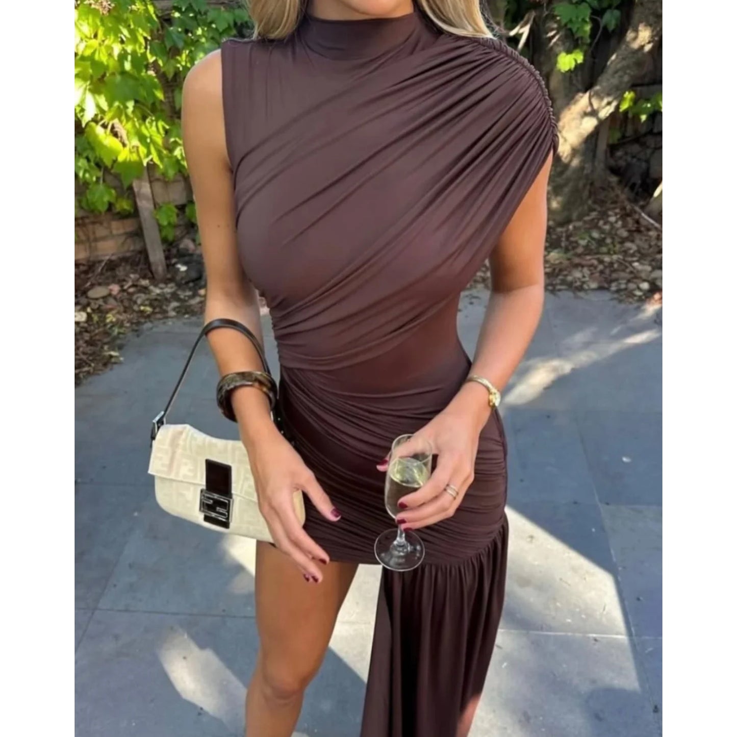 DE LA VALI ravenna mini dress In Brown Jersey