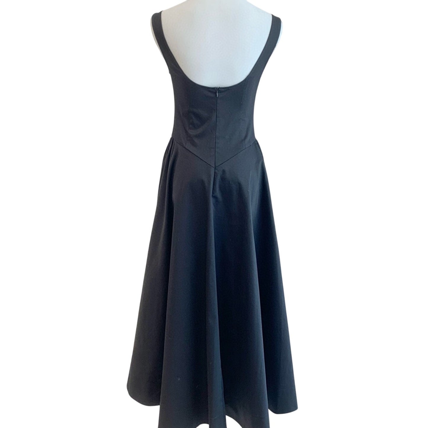 Helsa Stretch Cotton Sateen Midi Dress Black | Evening Dress
