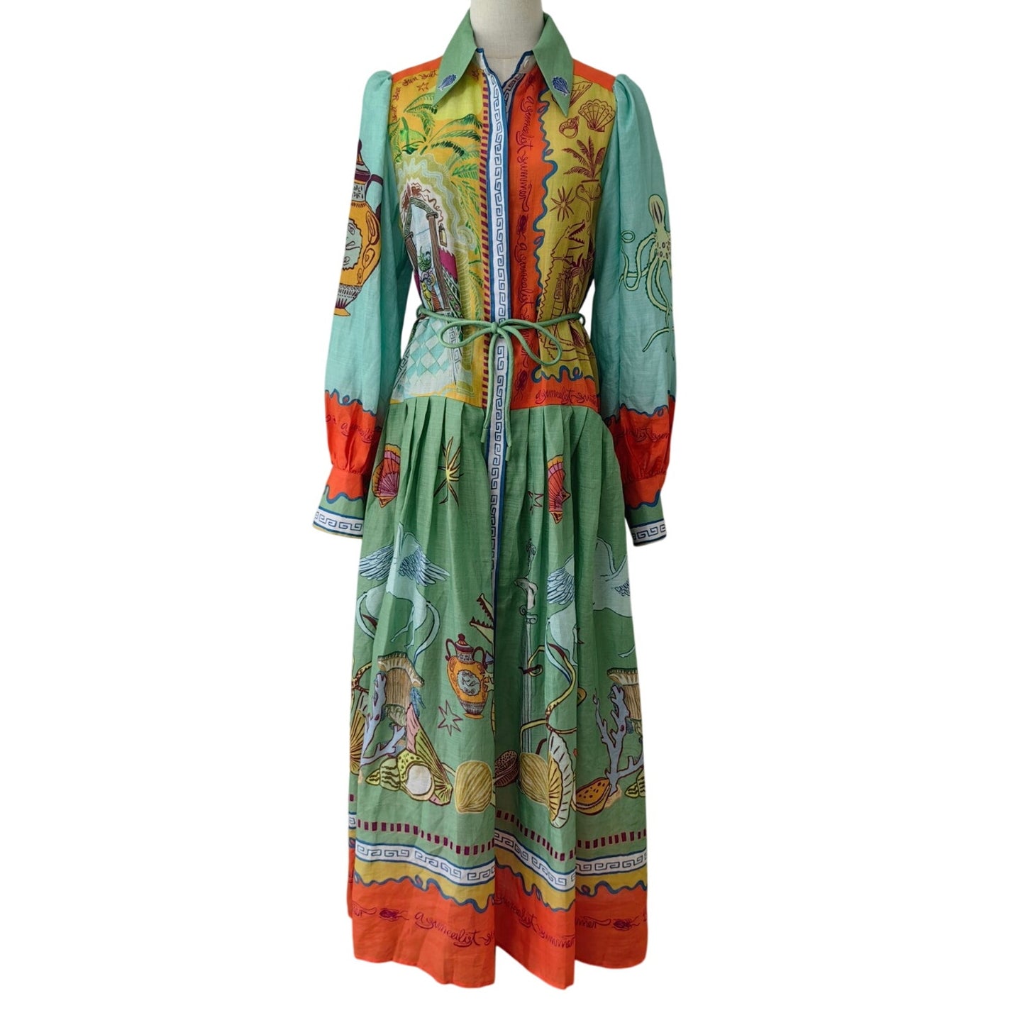 ALEMAIS surrealist summer ramie shirt dress - Dress