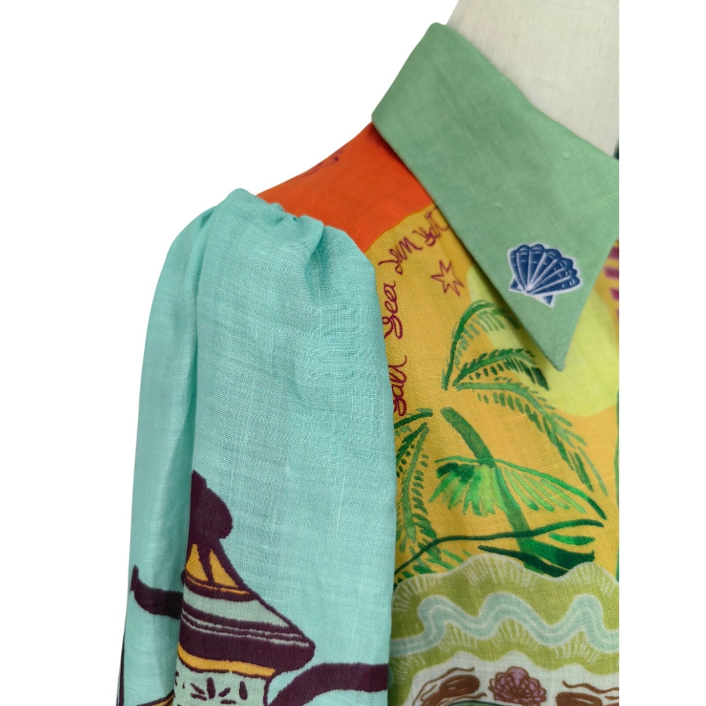 ALEMAIS surrealist summer ramie shirt dress - Dress