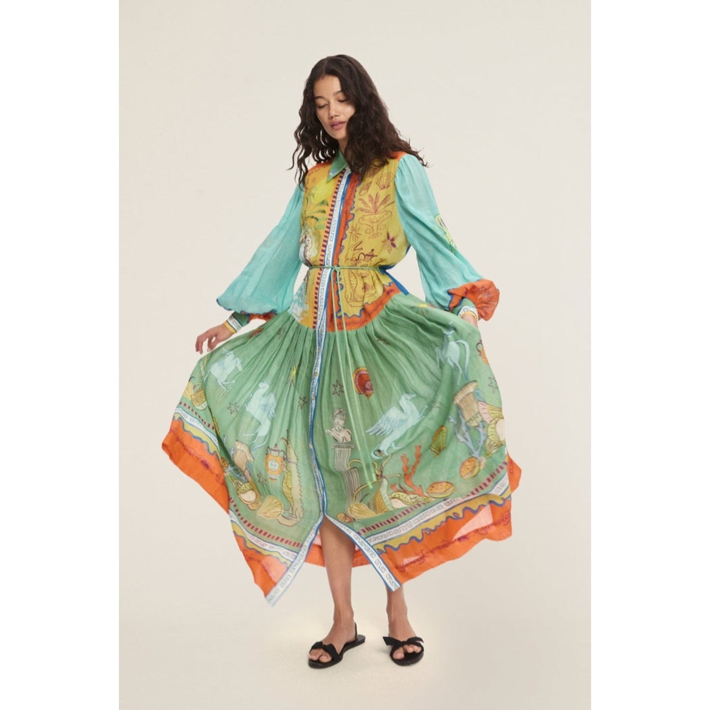 ALEMAIS surrealist summer ramie shirt dress - Dress