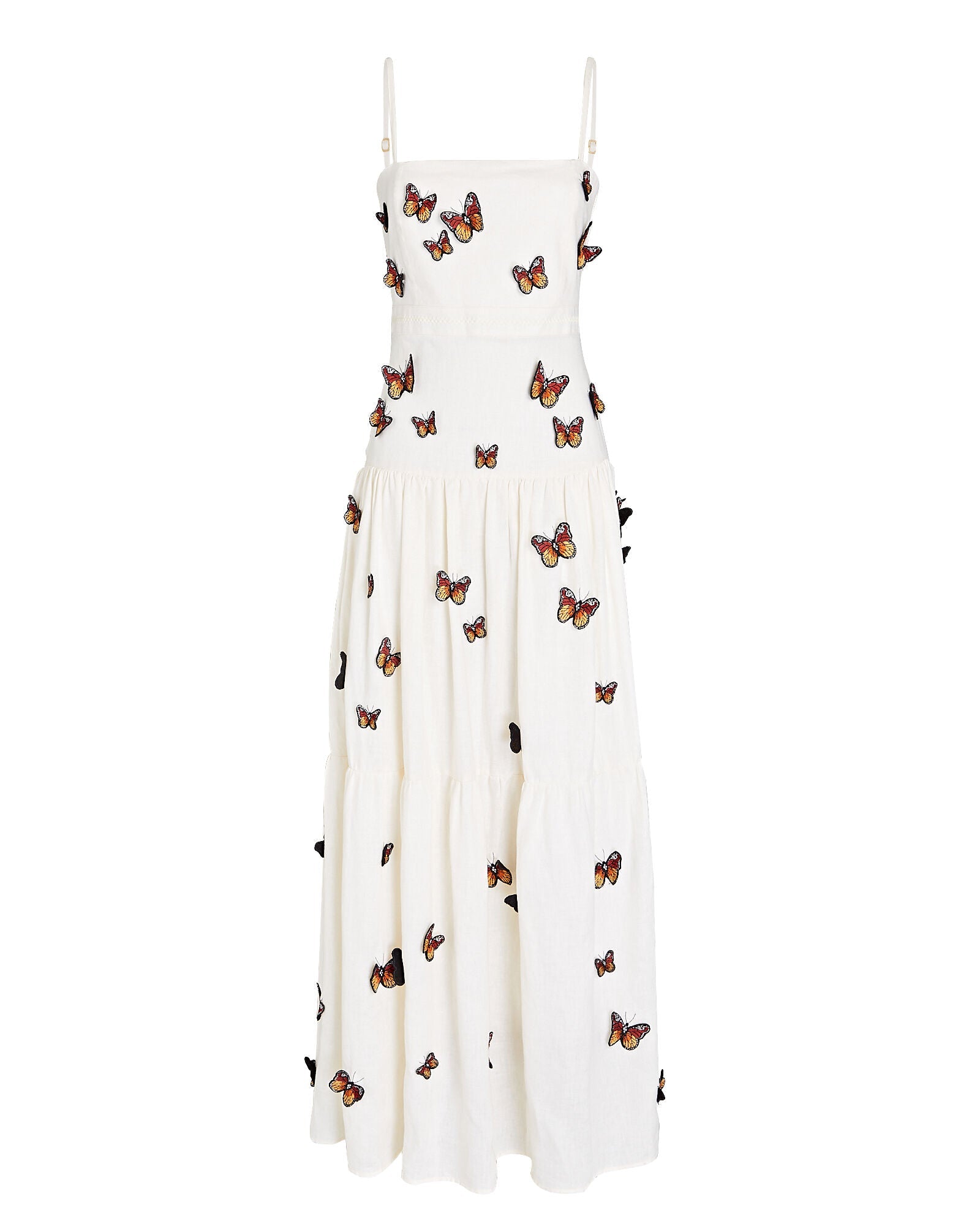 Agua By Agua Bendita Lima Embroidered Butterfly Linen Maxi Dress Bernardi Collective