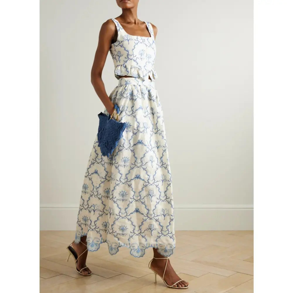 Agua by Agua Bendita Eslabón Floritura Printed Linen Set - Dress