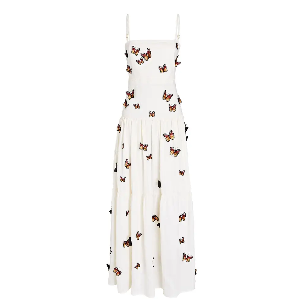 Agua By Agua Bendita Lima Embroidered Butterfly Linen Dress Agua By Agua Bendita Lima Embroidered Butterfly Linen Dress