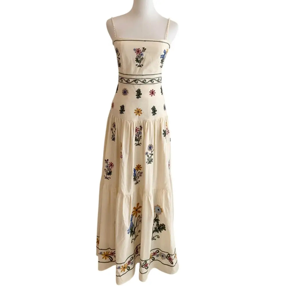 Agua By Agua Bendita Lima Pradera Embroidered Linen Maxi Dress - Dress