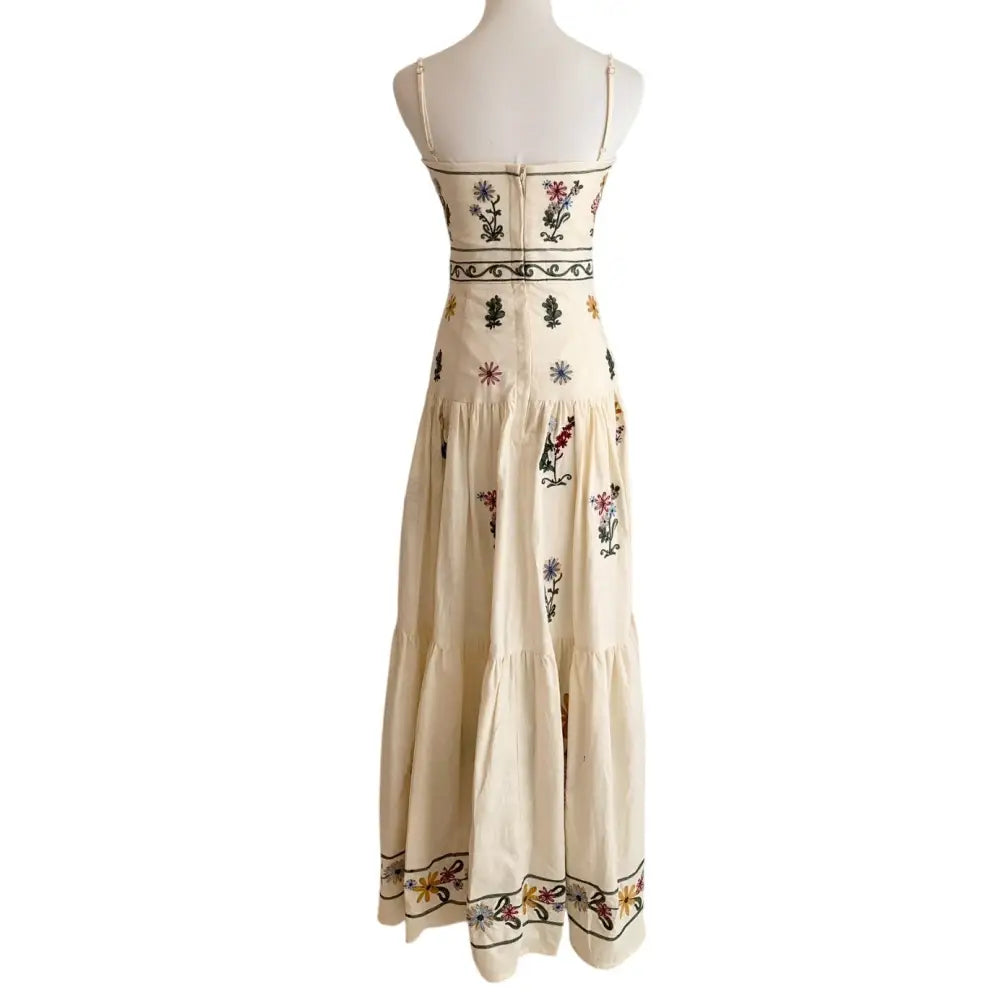 Agua By Agua Bendita Lima Pradera Embroidered Linen Maxi Dress - Dress