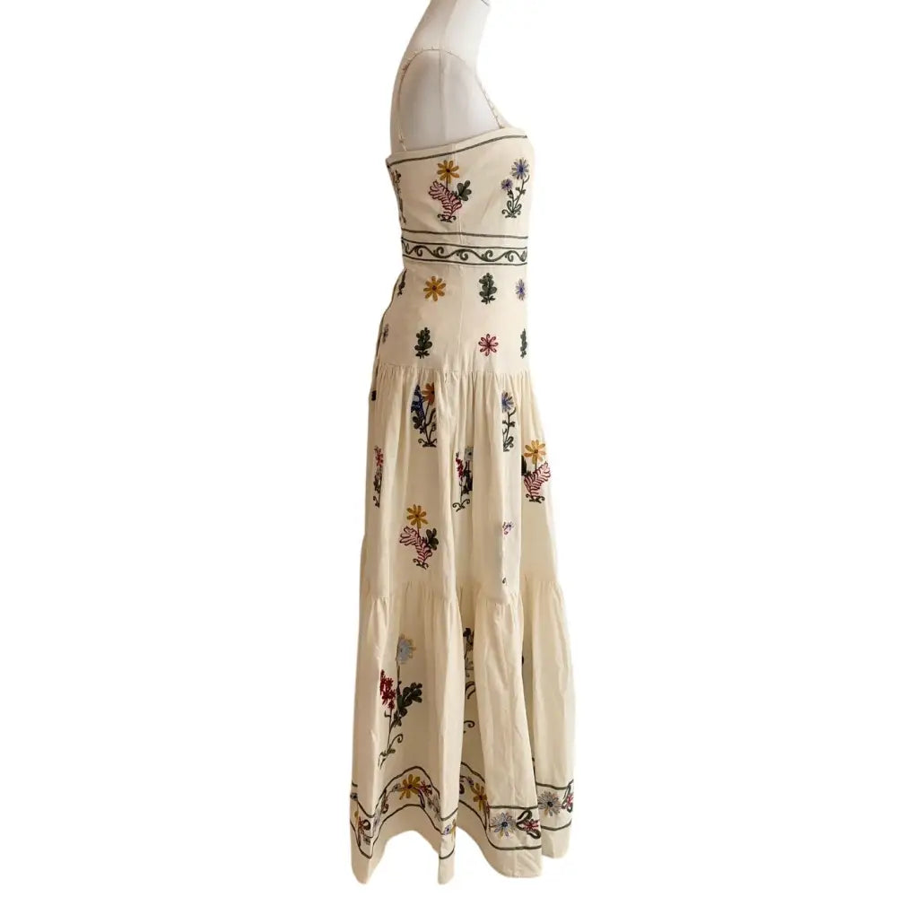 Agua By Agua Bendita Lima Pradera Embroidered Linen Maxi Dress - Dress