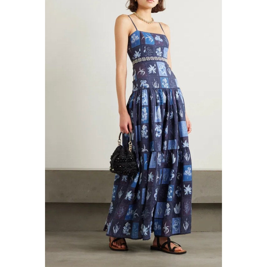 AGUA BY AGUA BENDITA Lima Linen Maxi Dress | Embroidered