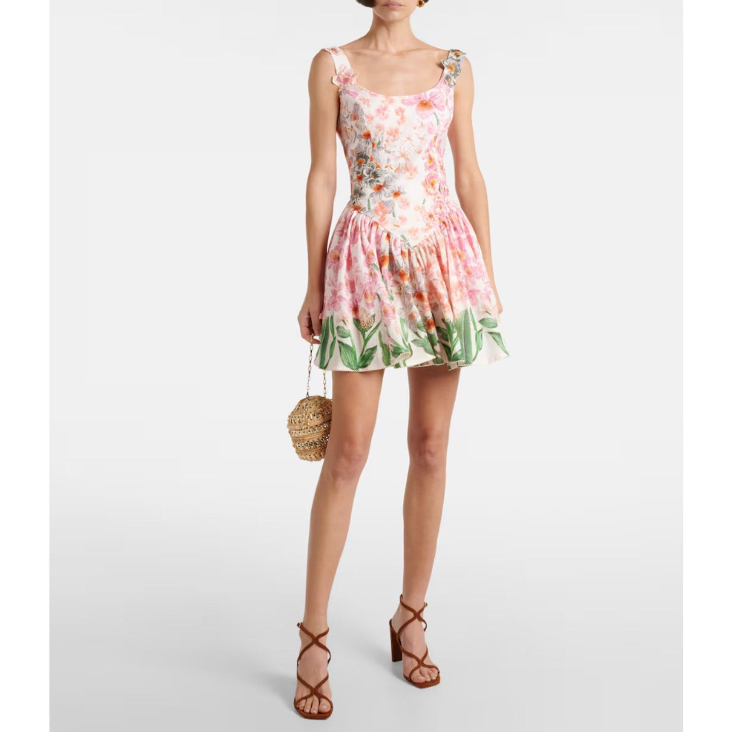 Agua by Agua Bendita Pluma Jardinera linen minidress
