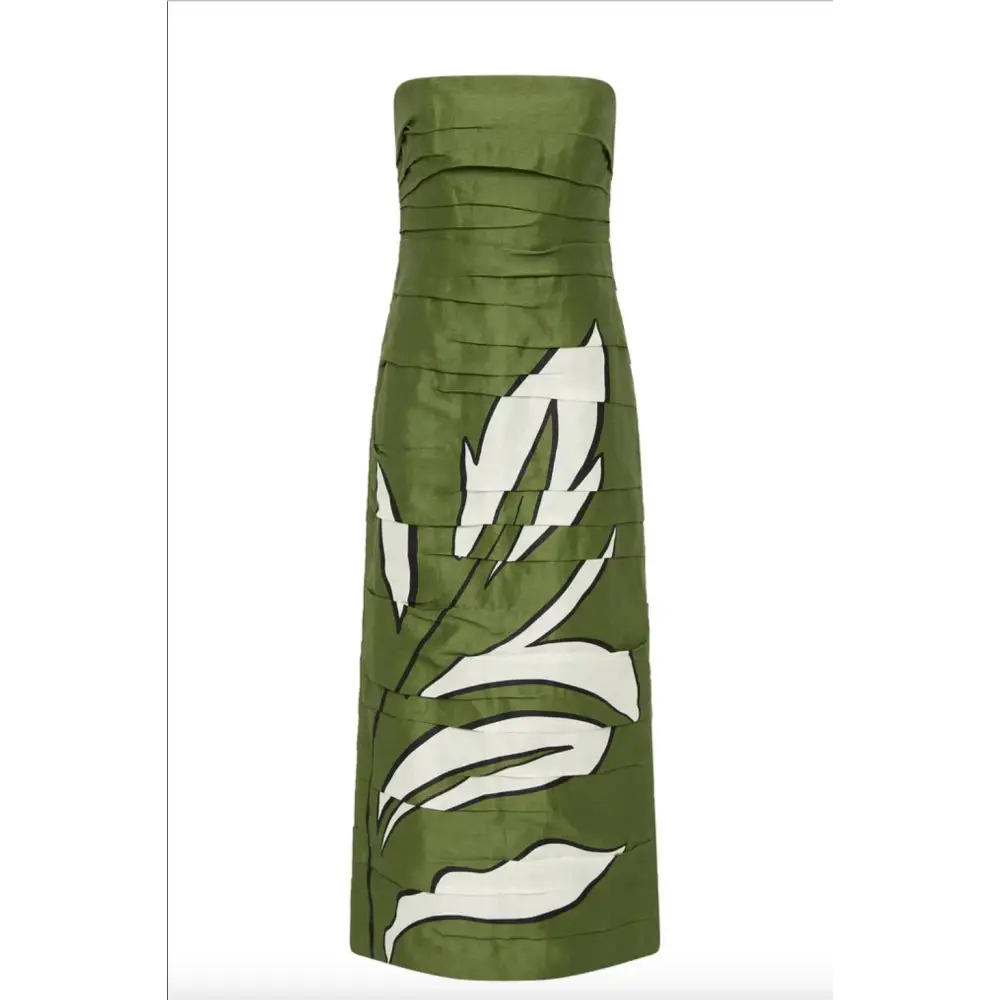 Aje Jasmine Green Strapless Ruched Midi Dress | Elegance Aje Jasmine Green Strapless Ruched Midi Dress | Elegance