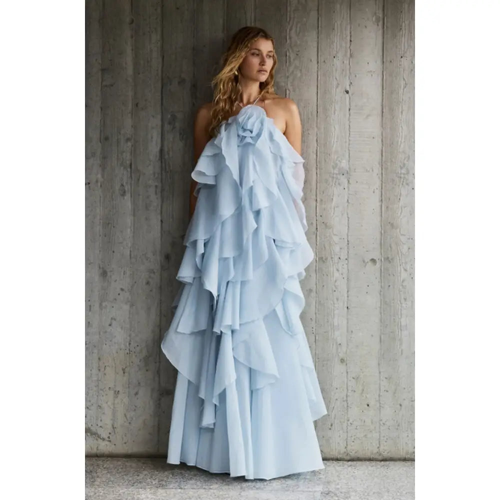 Aje Pandorea Layered Maxi Dress Silver Blue | Evening Gown Aje Pandorea Layered Maxi Dress Silver Blue | Evening Gown