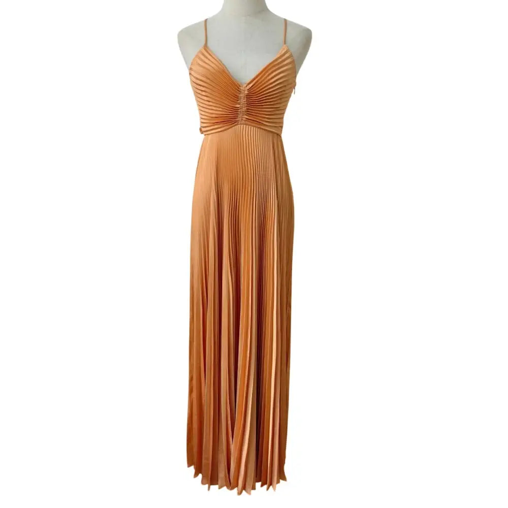 ALC Aries Pleated Maxi Dress in Mandarin Orange - Dress