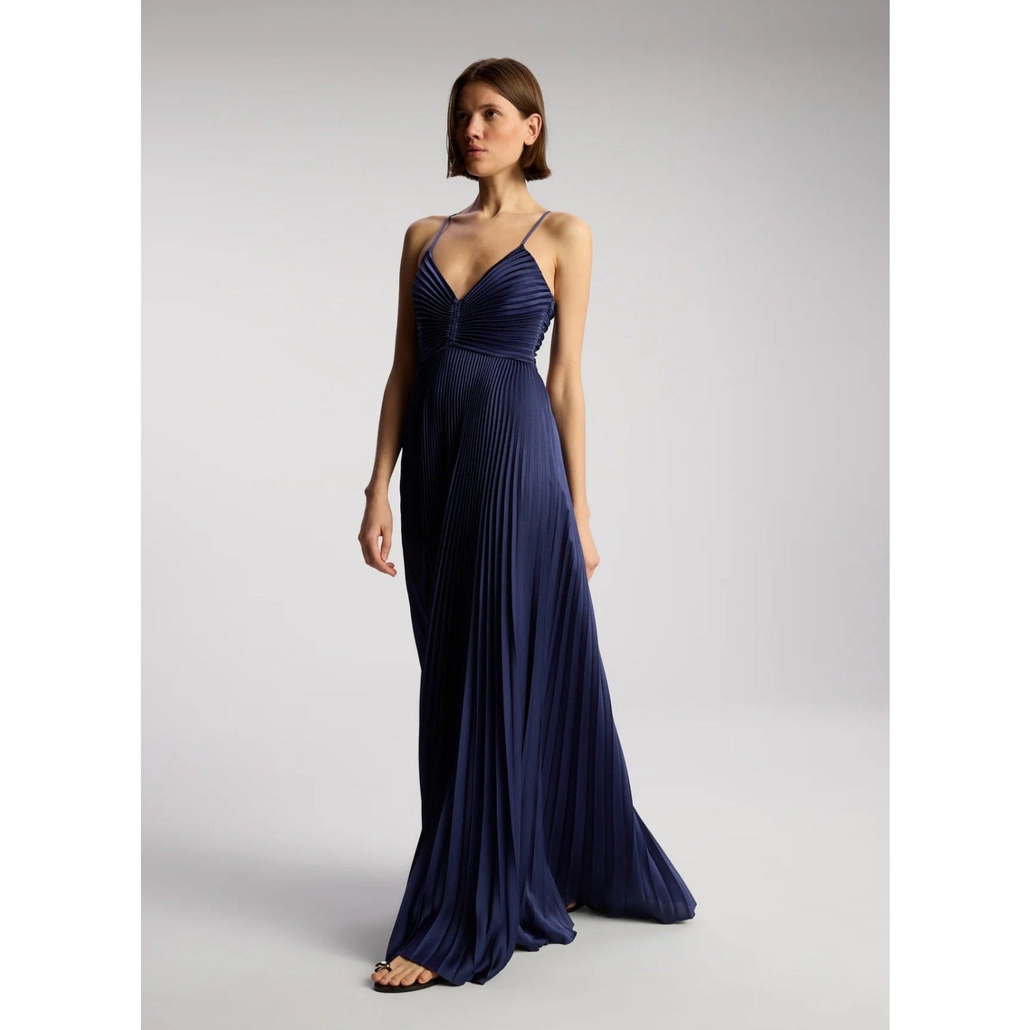 ALC Aries Satin Pleated Dress Navy Blue Riviera - Dress