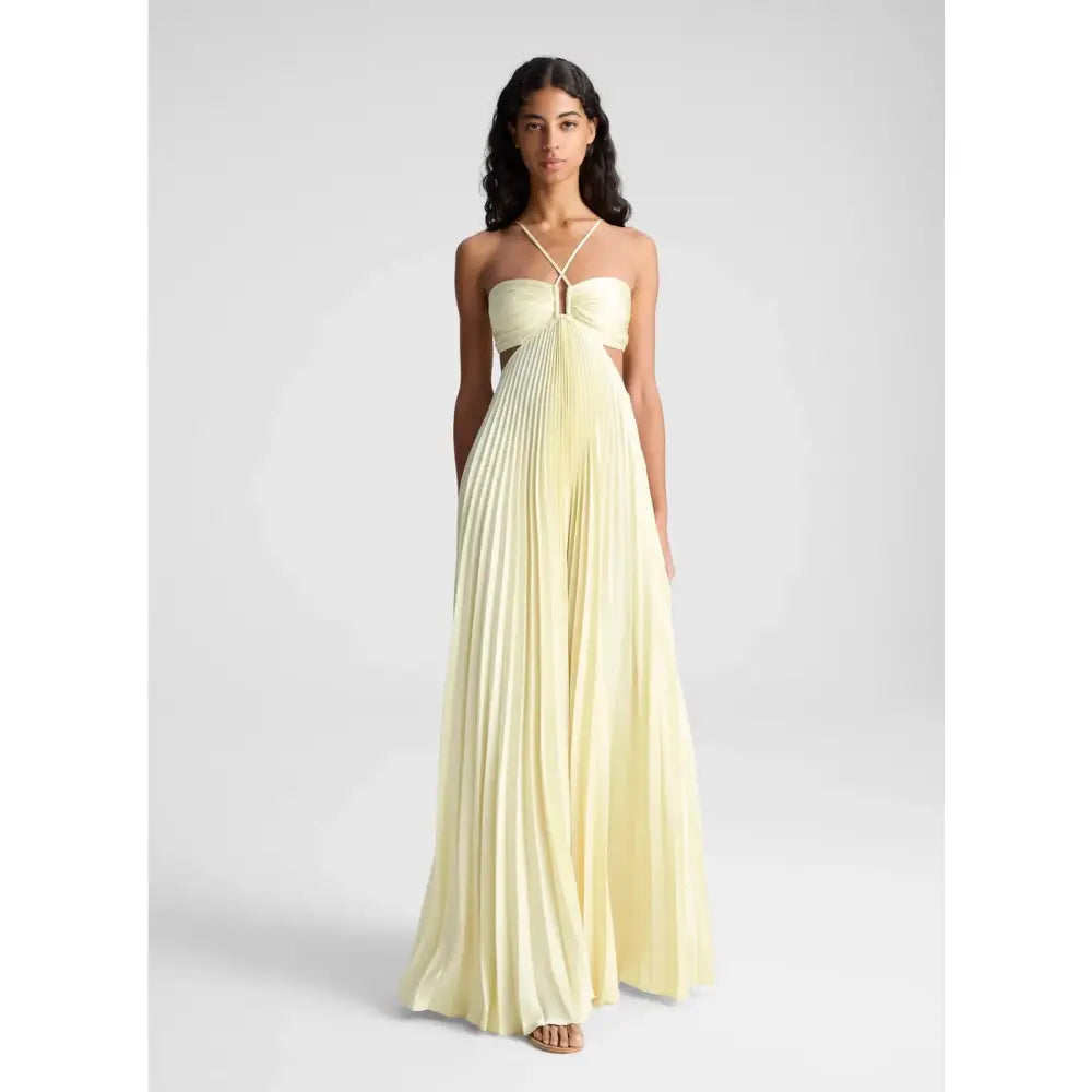 ALC Moira Satin Pleated Maxi Dress