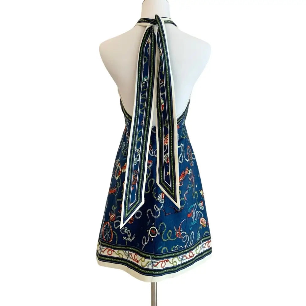 Alemais Cove printed halterneck linen minidress - Dress