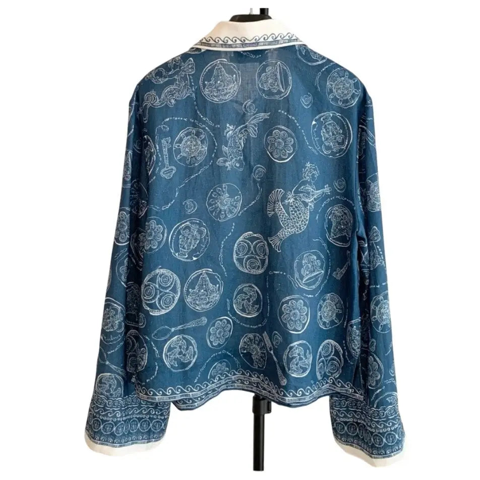Alemais Lucky Lace Up Top in Blue - Tops