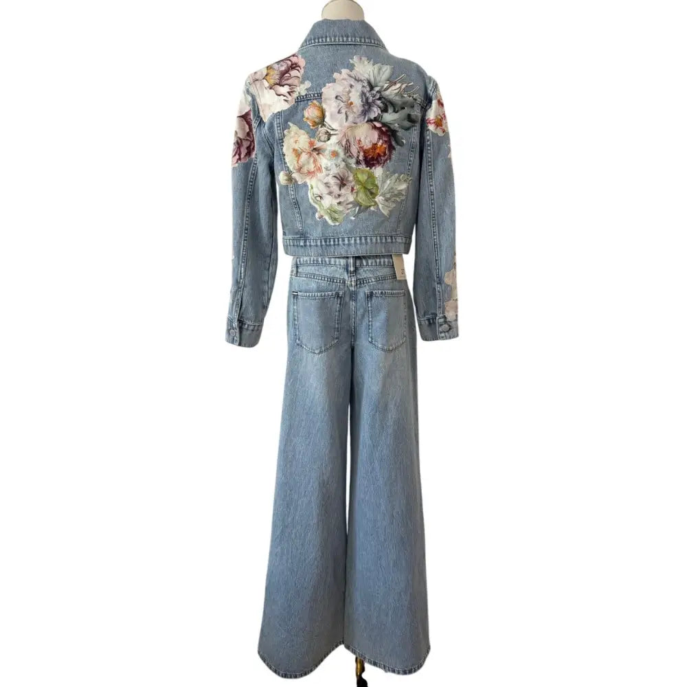 Alice + Olivia CHLOE EMBROIDERED DENIM JACKET - Jacket