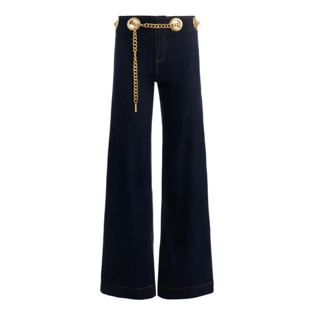 Alice + Olivia JASPER CHAIN BELT JEAN - 24 / Blue - Bottoms