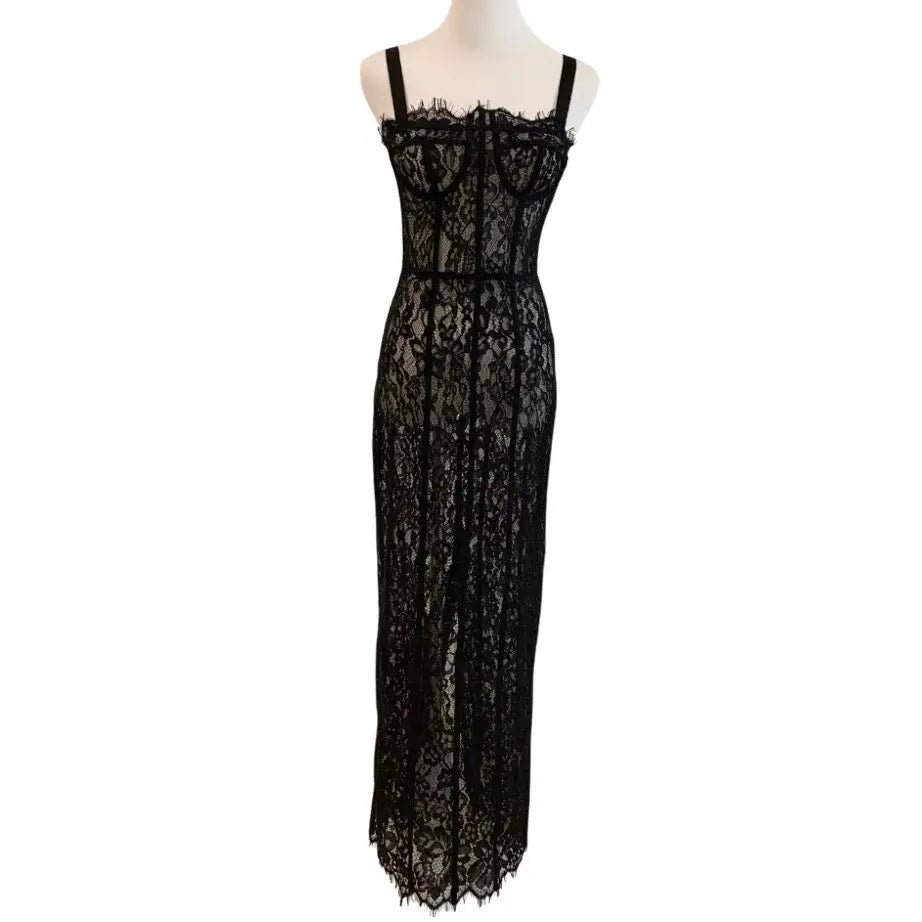Helsa The Lace Column Dress Black - Dress