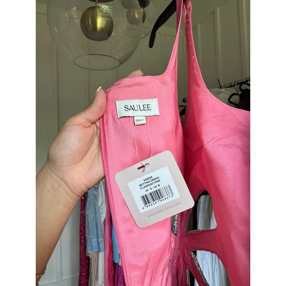 SAU LEE Bettina Dress in Flamingo Pink - 2 - Dress