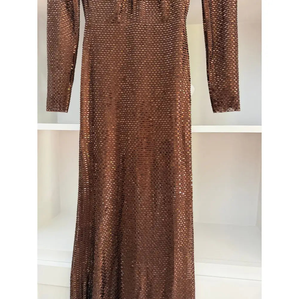 Self-Portrait Bronze Rhinestone Midi Dress - Dress