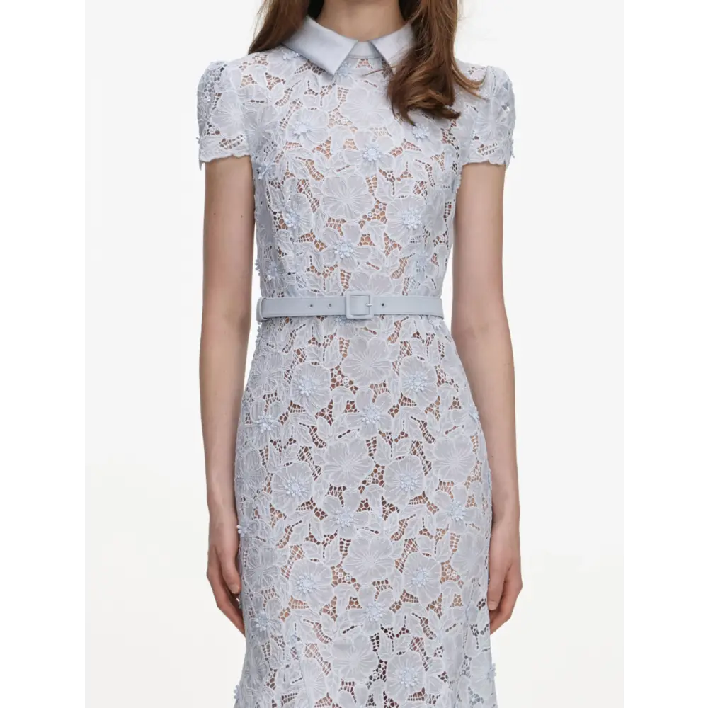 Self Portrait Pink Guipure Lace Midi Dress - Dress