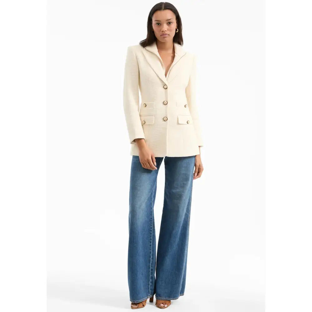 Veronica Beard Terre Cotton Dickey Jacket Off White Single Breasted Jacket Jacket