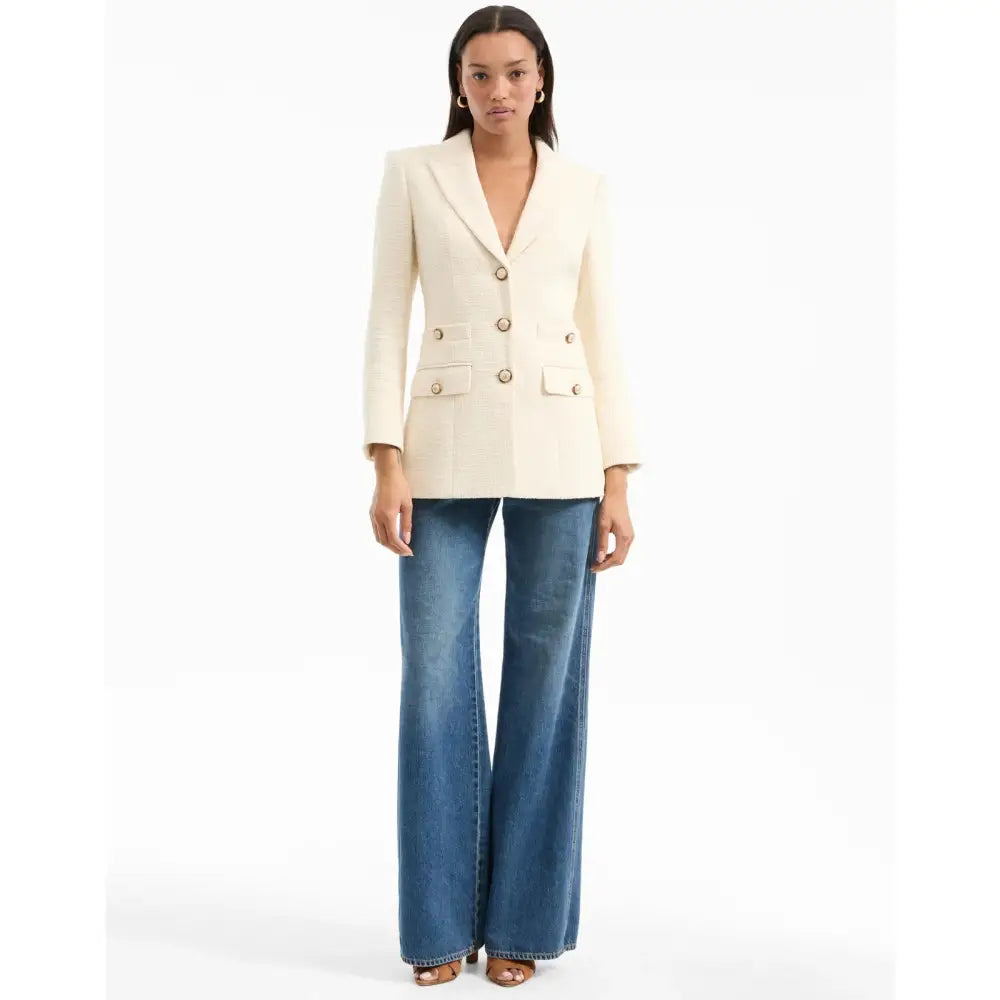 Veronica Beard Terre Cotton Dickey Jacket Off White Single Breasted Jacket Jacket