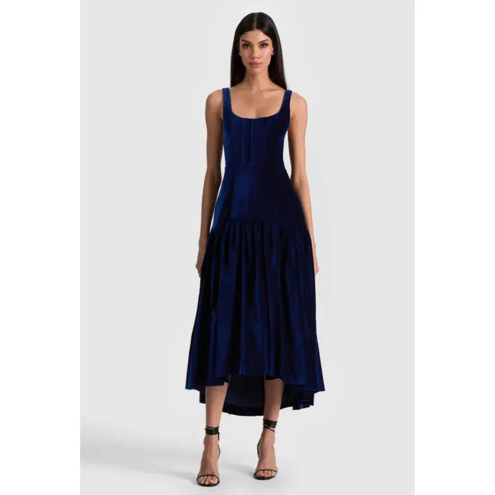 Alice + Olivia DIANA VELVET STRUCTURED MIDI DRESS - Dress