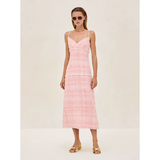 Alexis Vicci Pink Tweed Midi Dress - S - Dress