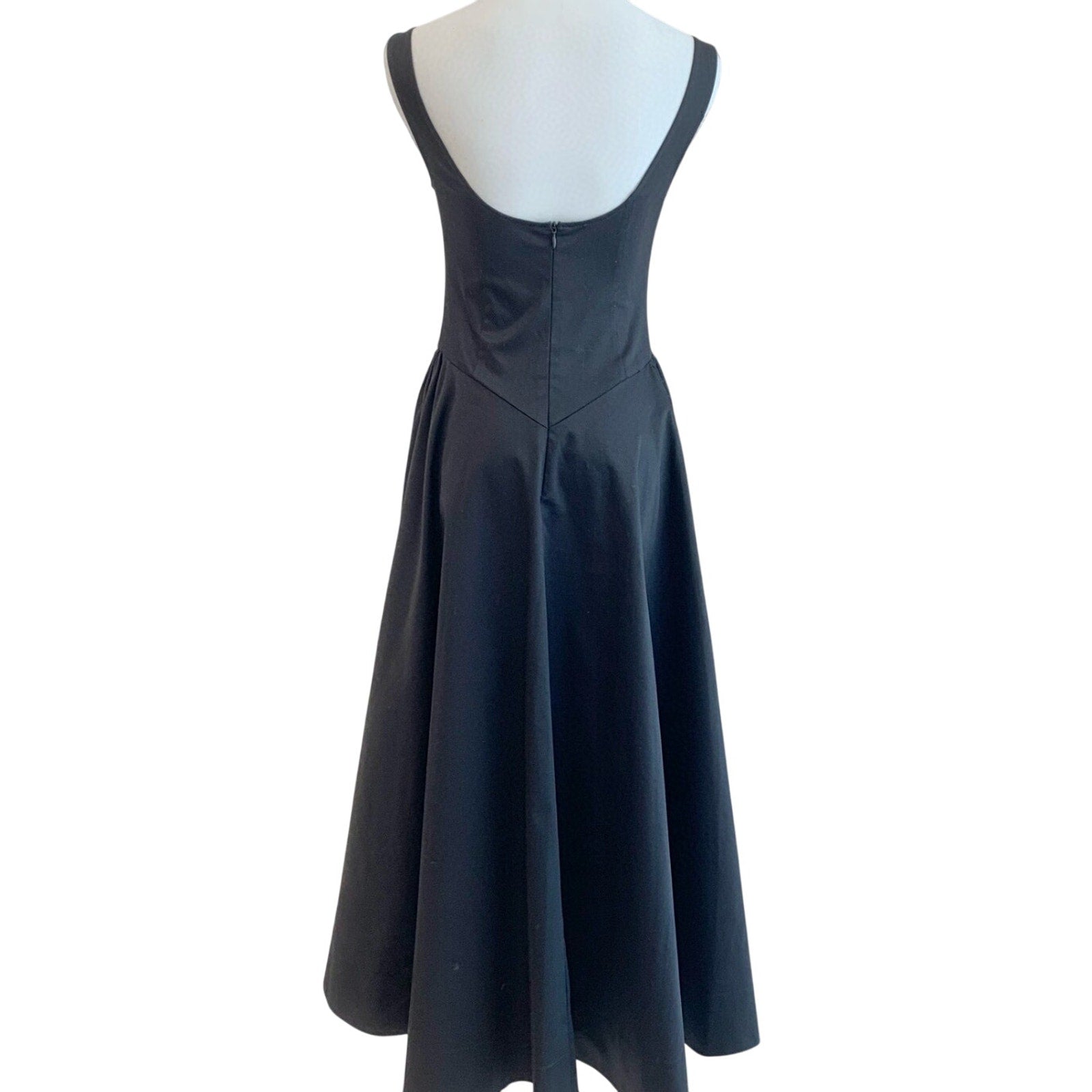 Helsa Stretch Cotton Sateen Midi Dress Black | Evening Dress