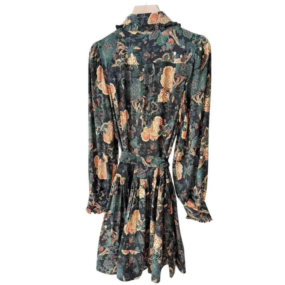 Ulla Johnson Simona Silk Long Sleeve Mini Dress in Nuit - Dress
