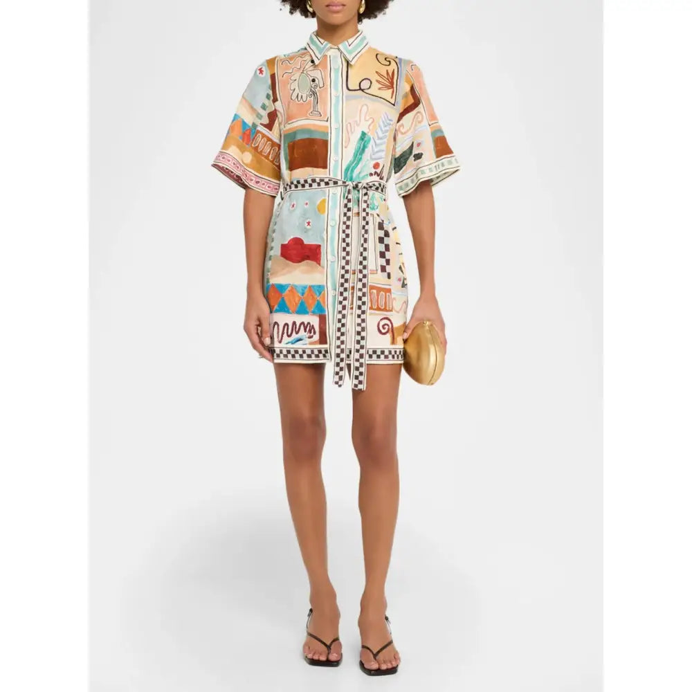 ALEMAIS Michelle Linen Mini Shirtdress - Dress