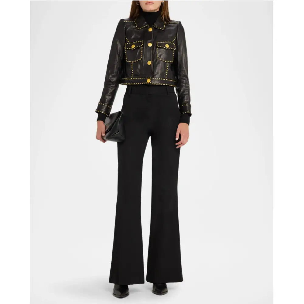 L’Agence Winsome Studded Leather Jacket - Jacket