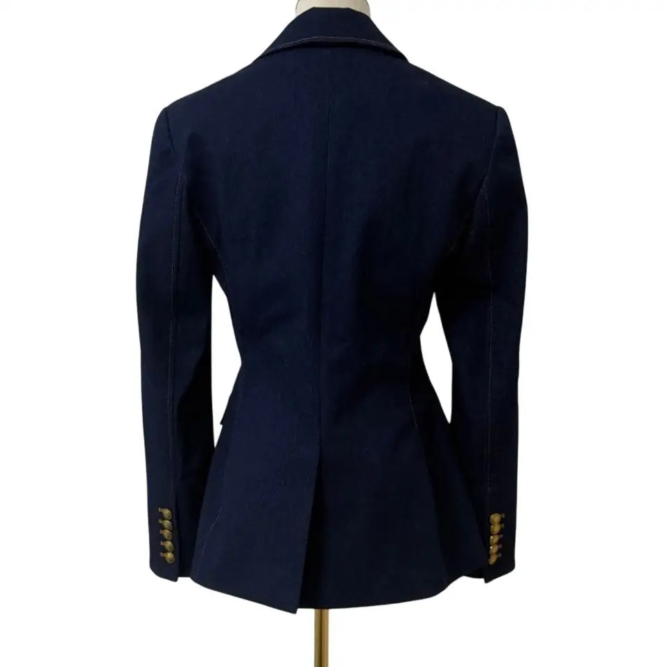 Veronica Beard Claude Dickey Jacket Denim Double-Breasted Blazer