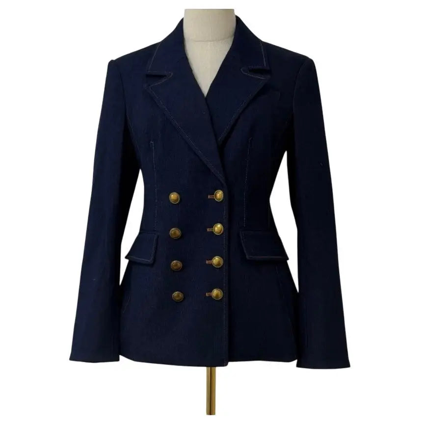 Veronica Beard Claude Dickey Jacket Denim Double-Breasted Blazer