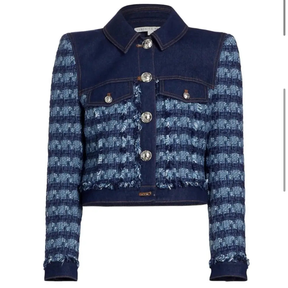 Veronica Beard Santo Jacket Tweed Denim - 10 - Jacket