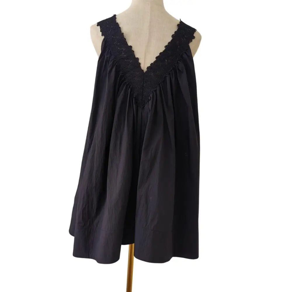 Helsa Mini Dress With Lace in Tech Poplin - Dress