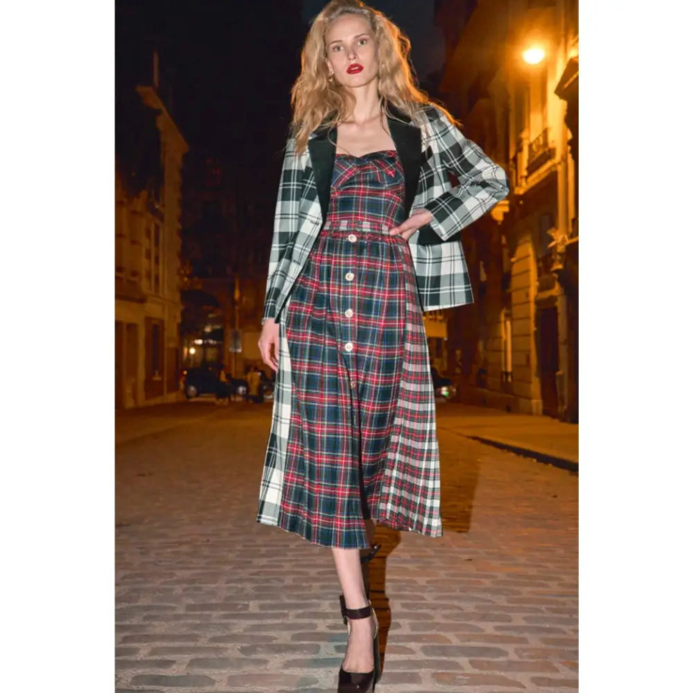Hunter Bell Catherine Blazer Black White Plaid Checkered - Jacket