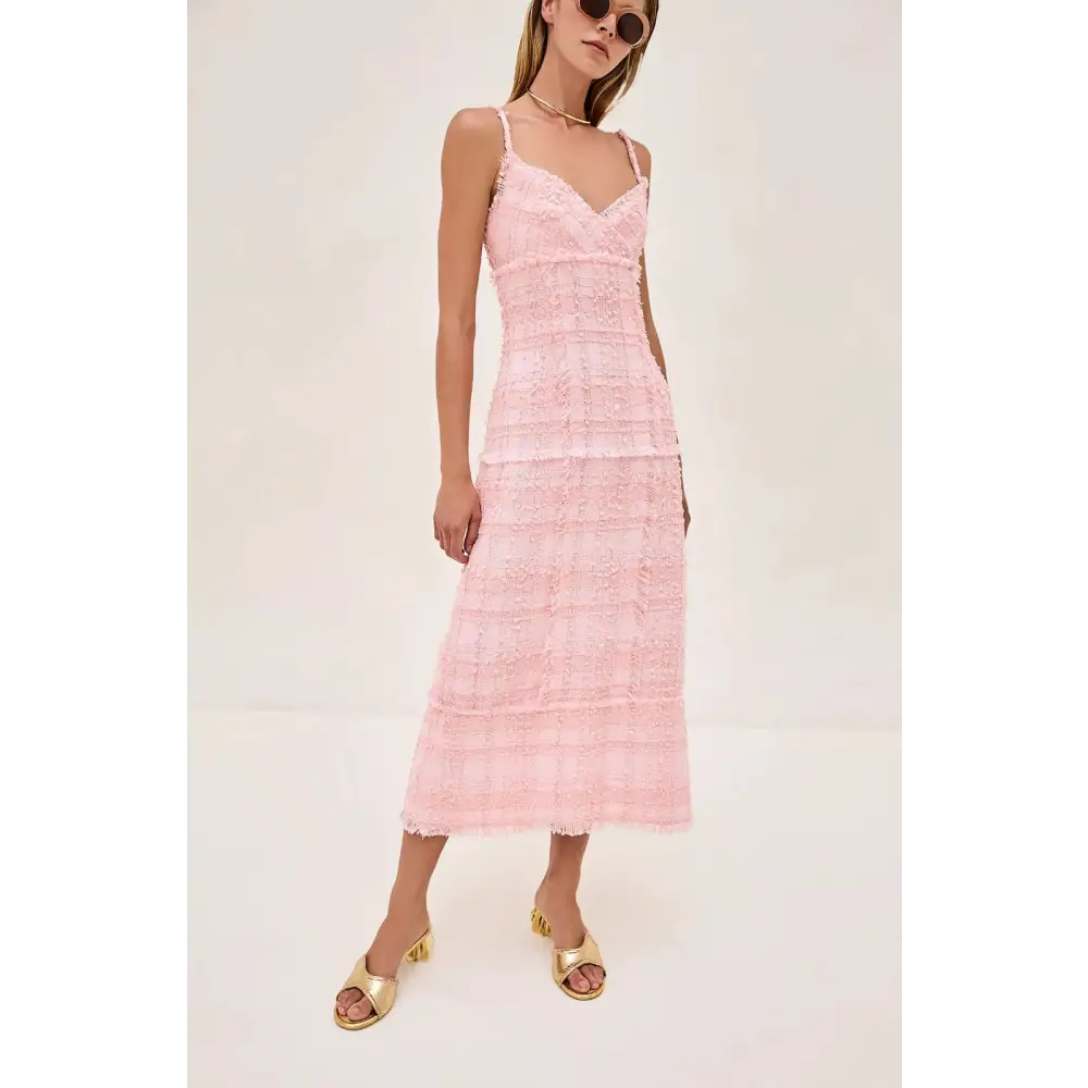 Alexis Vicci Pink Tweed Midi Dress - Dress