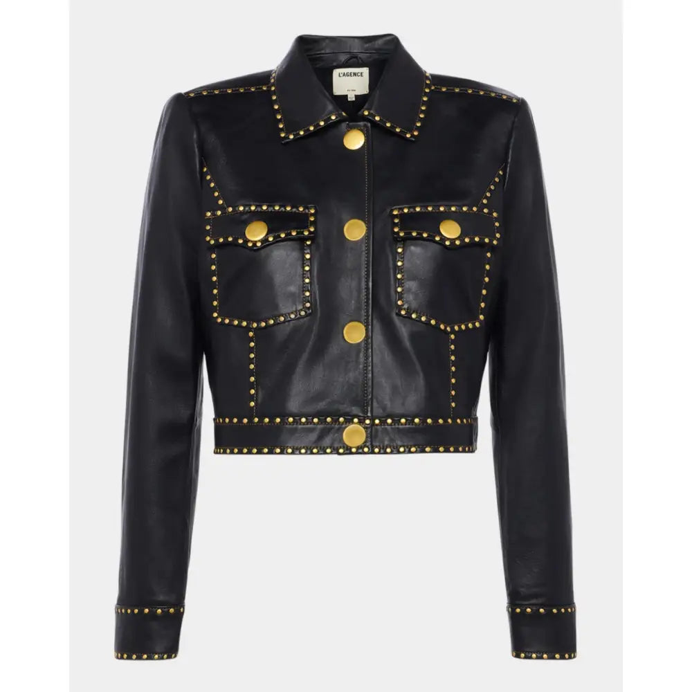 L’Agence Winsome Studded Leather Jacket - 4 - Jacket