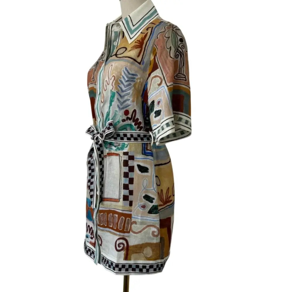 ALEMAIS Michelle Linen Mini Shirtdress - Dress