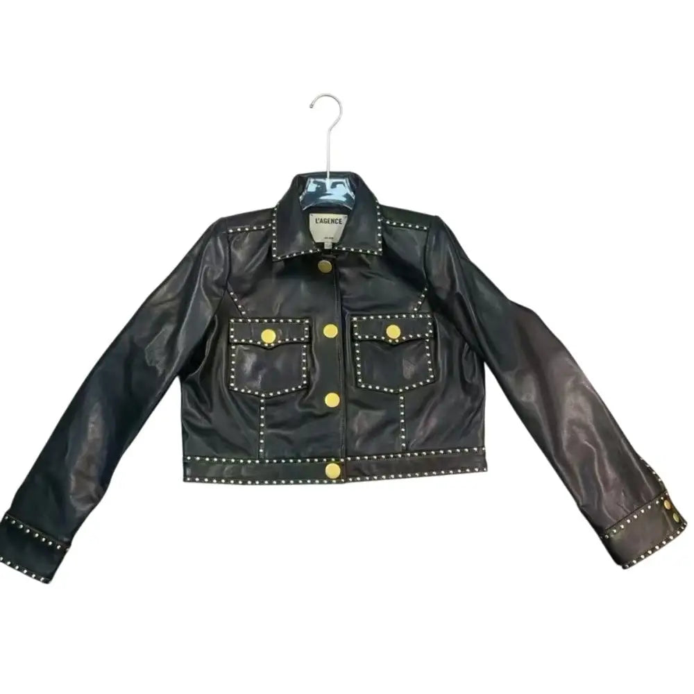 L’Agence Winsome Studded Leather Jacket - Jacket