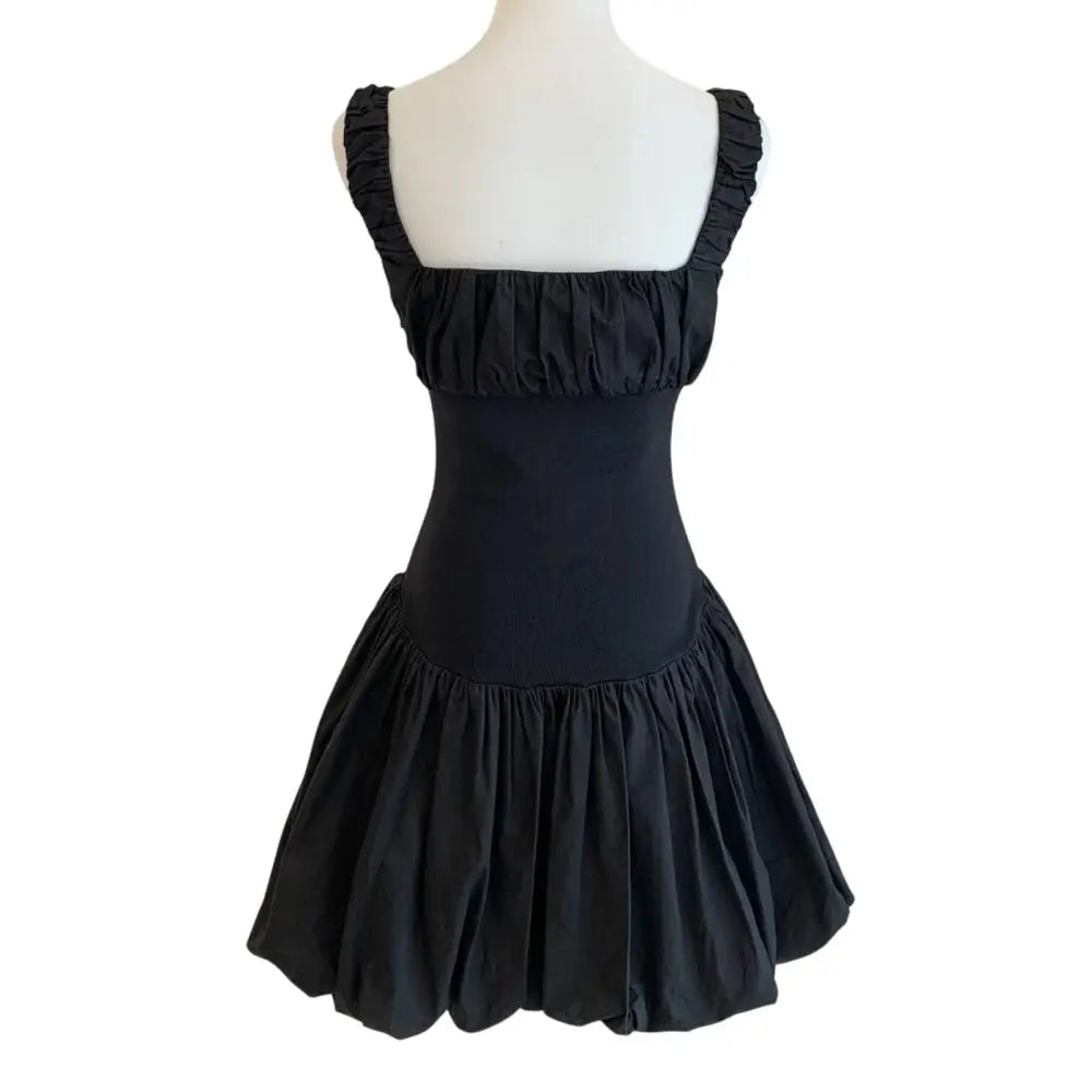 Helsa Rib Mix Puffy Mini Dress Black - Dress
