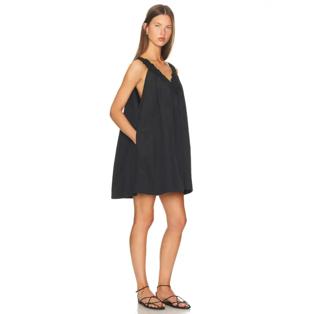 Helsa Mini Dress With Lace in Tech Poplin - Dress
