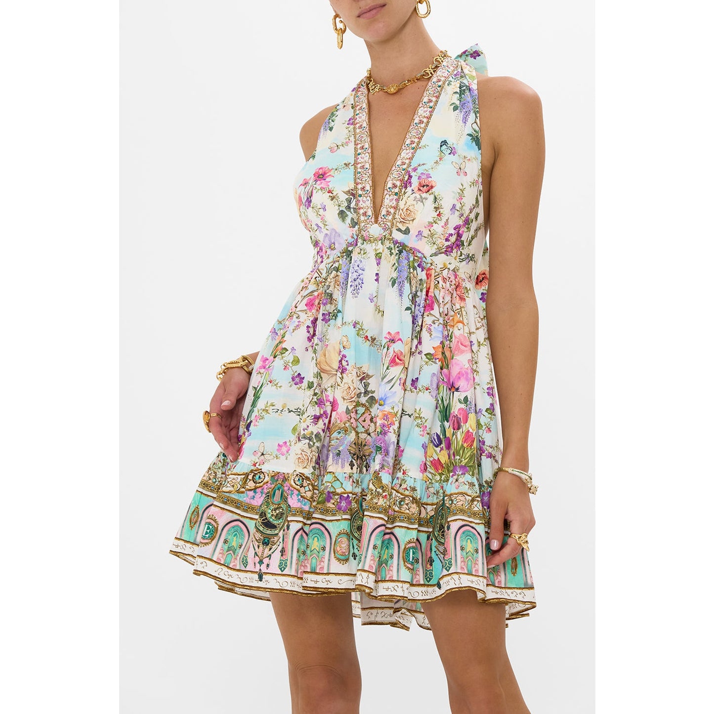 CAMILLA Ruffle Hem Halter Short Dress Munchkinland Wicked Collection Cotton NWT - Dress