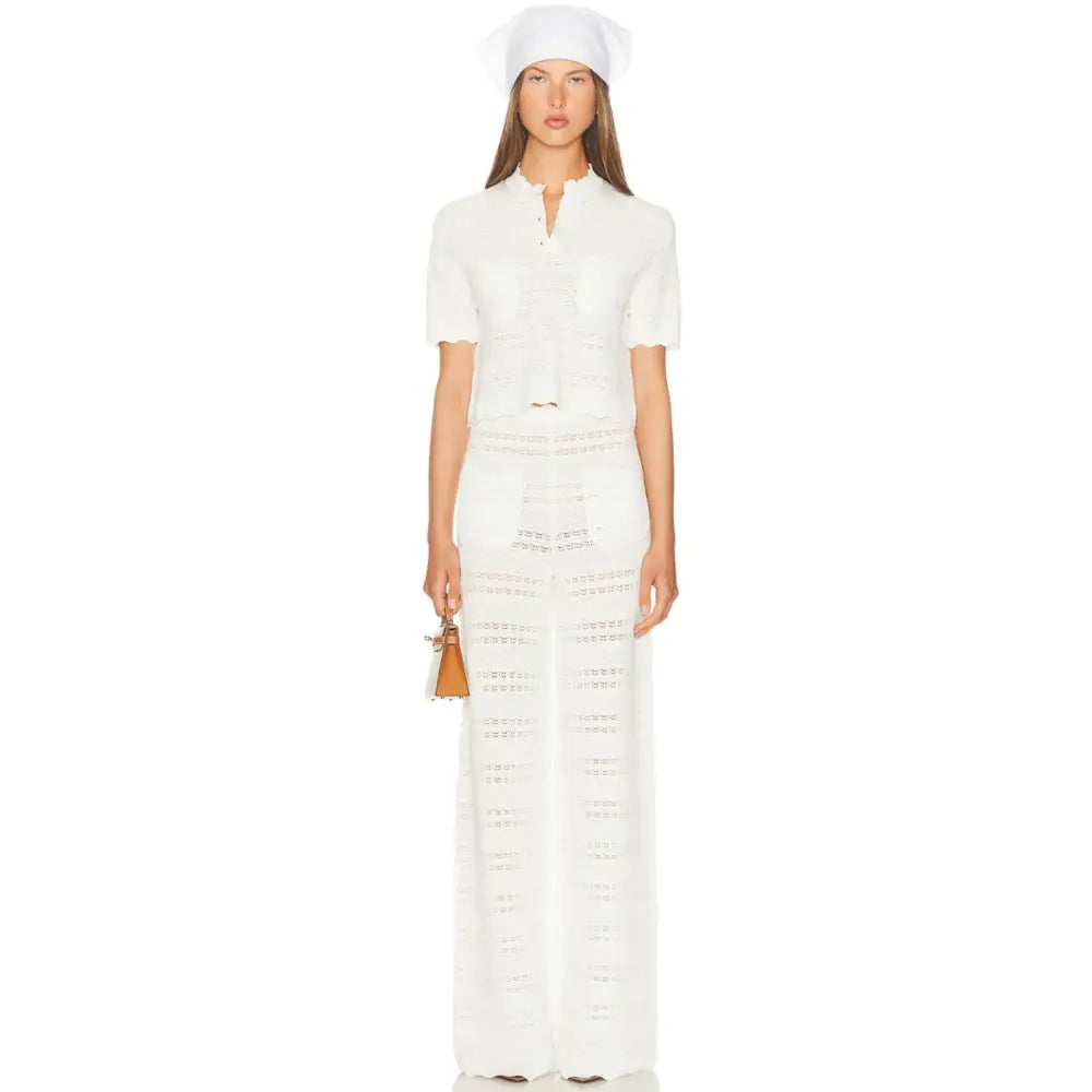 Helsa Kaitltn Scalloped Top and Kaitltn Pants Set - M - Tops