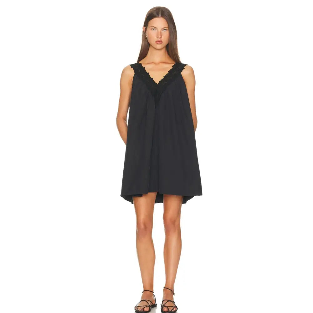 Helsa Mini Dress With Lace in Tech Poplin - S - Dress