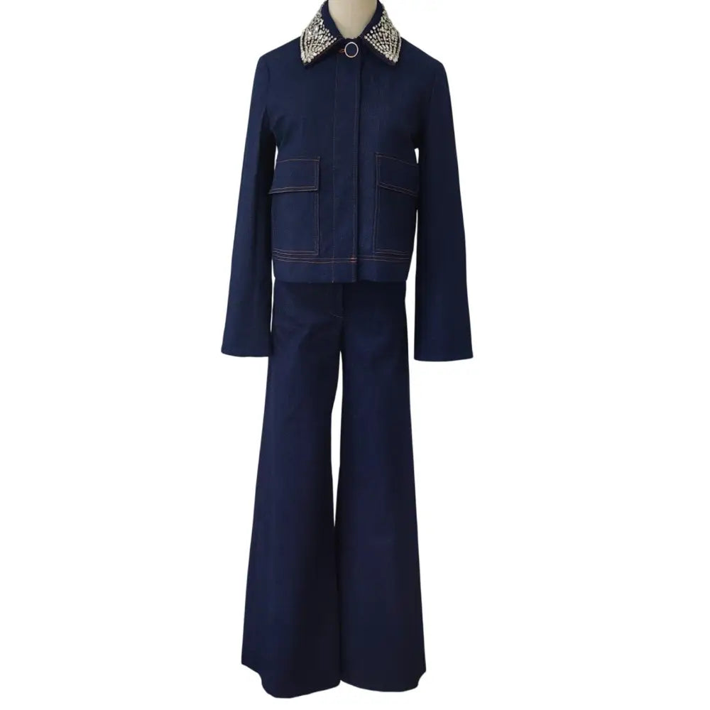 Veronica Beard Crue Wide-Leg Denim Pant